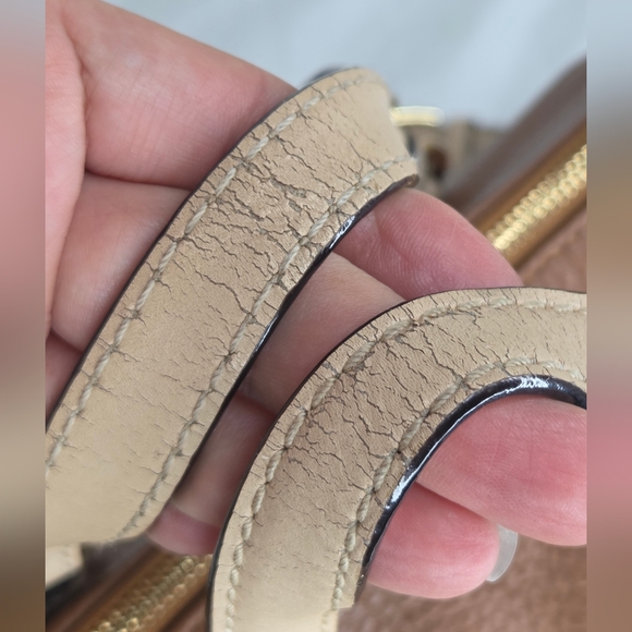 Michael Michael Kors aprox 11" X 9"inch- Tan Leather Gold Hardware Satchel - Picture 9 of 15